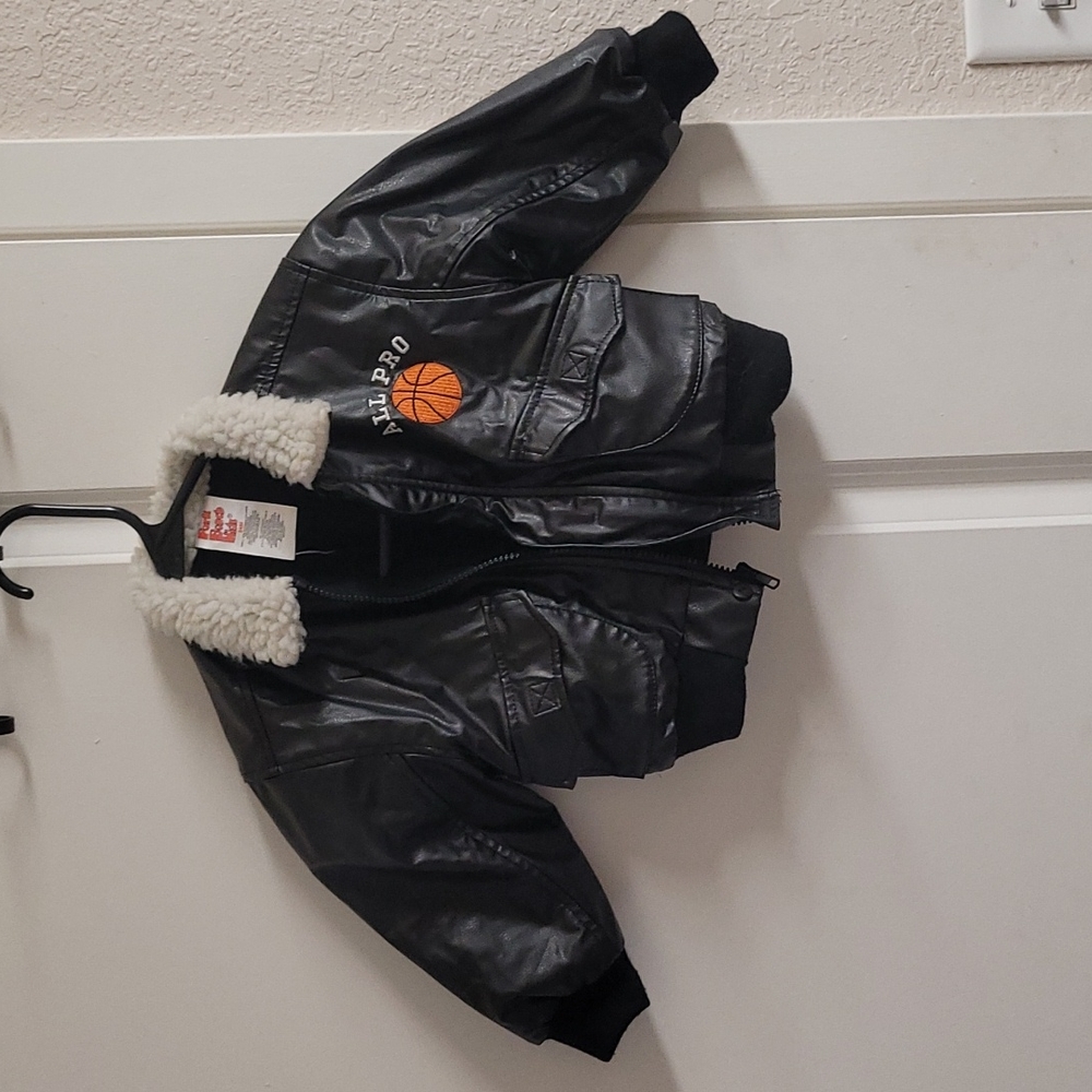 Park bench kids 24 month Faux leather jacket.